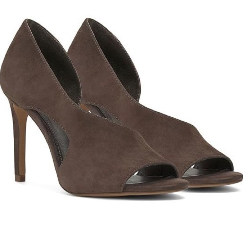 Vince Camuto Brown Suede Peep Toe Stiletto Pumps Women's Size 9.5M - Alinton